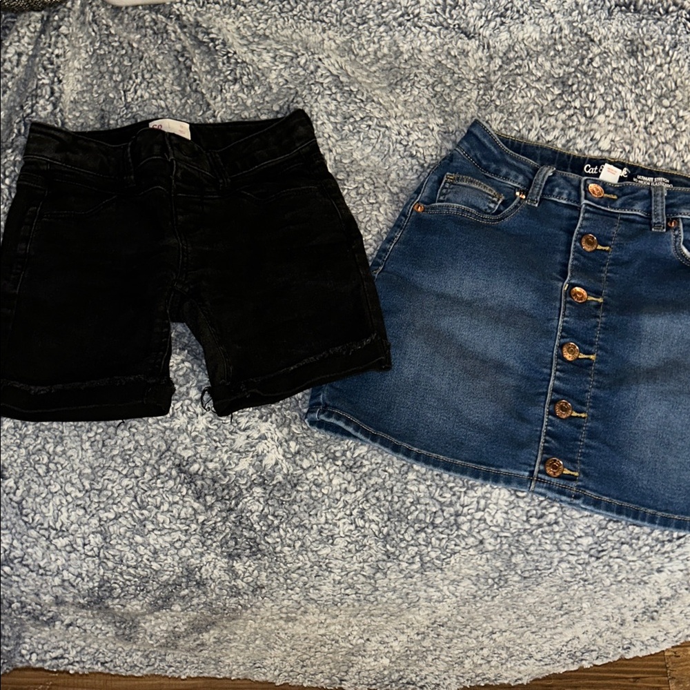 Black Denim shorts and denim skirt